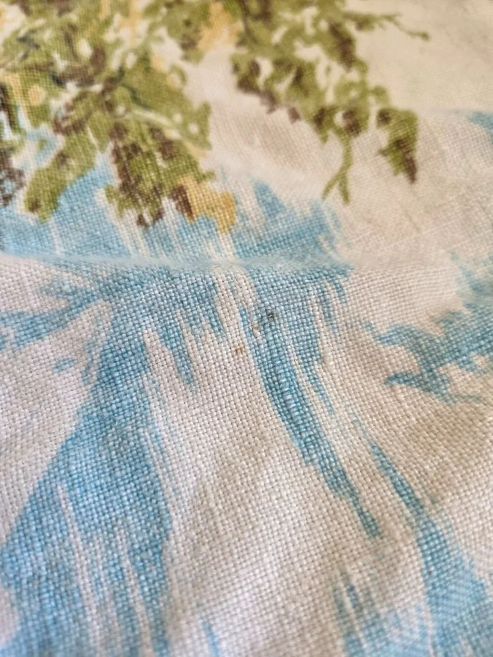 Vtg Linen Calendar Tea Towel 1974 Mountain Lake Scene Wall Hanging Cottage Core